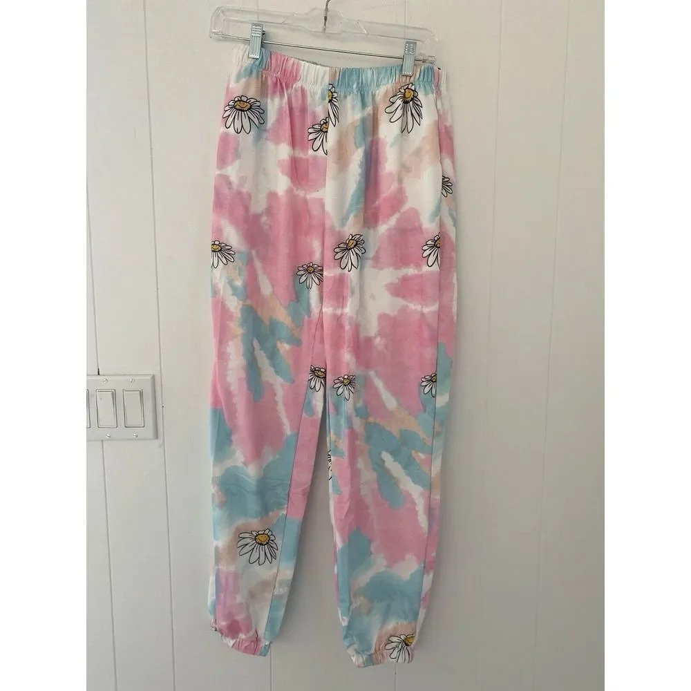 Love & Other Things Womens Tie‎ Dye Pink & Blue pajama bottoms size 12 - New